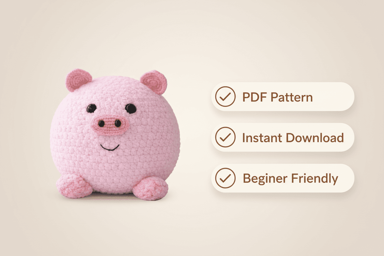Pig Pillow (Round) Crochet Pattern