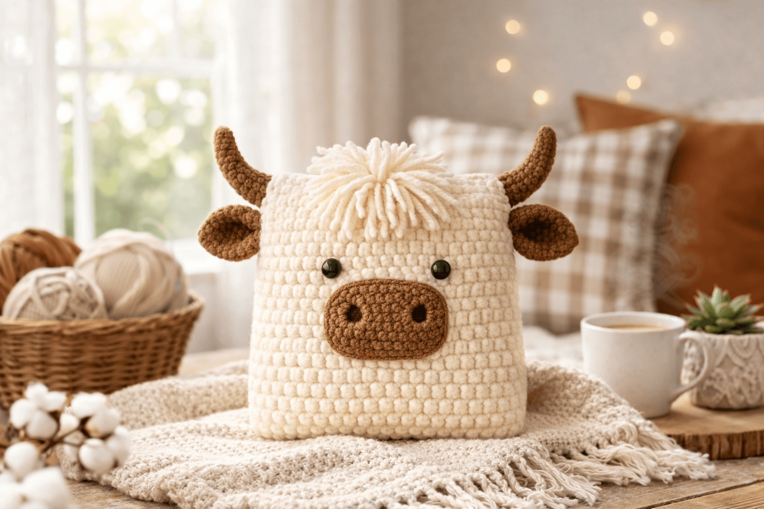 Highland Cow Pillow Crochet Pattern