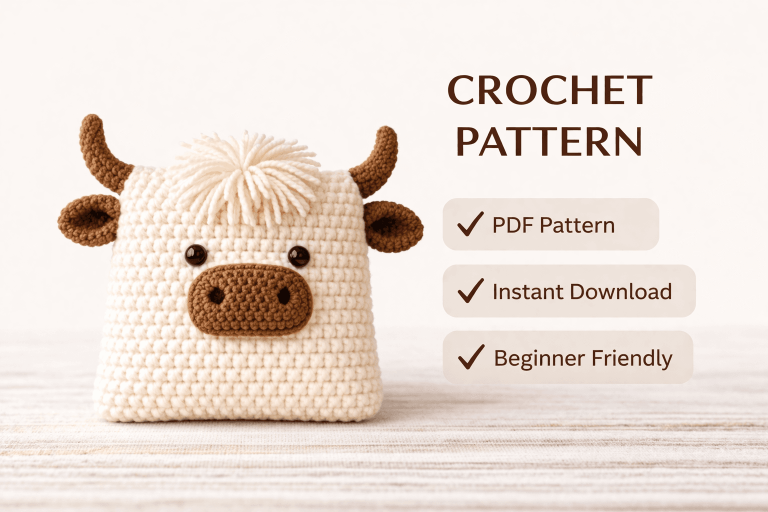 Highland Cow Pillow Crochet Pattern