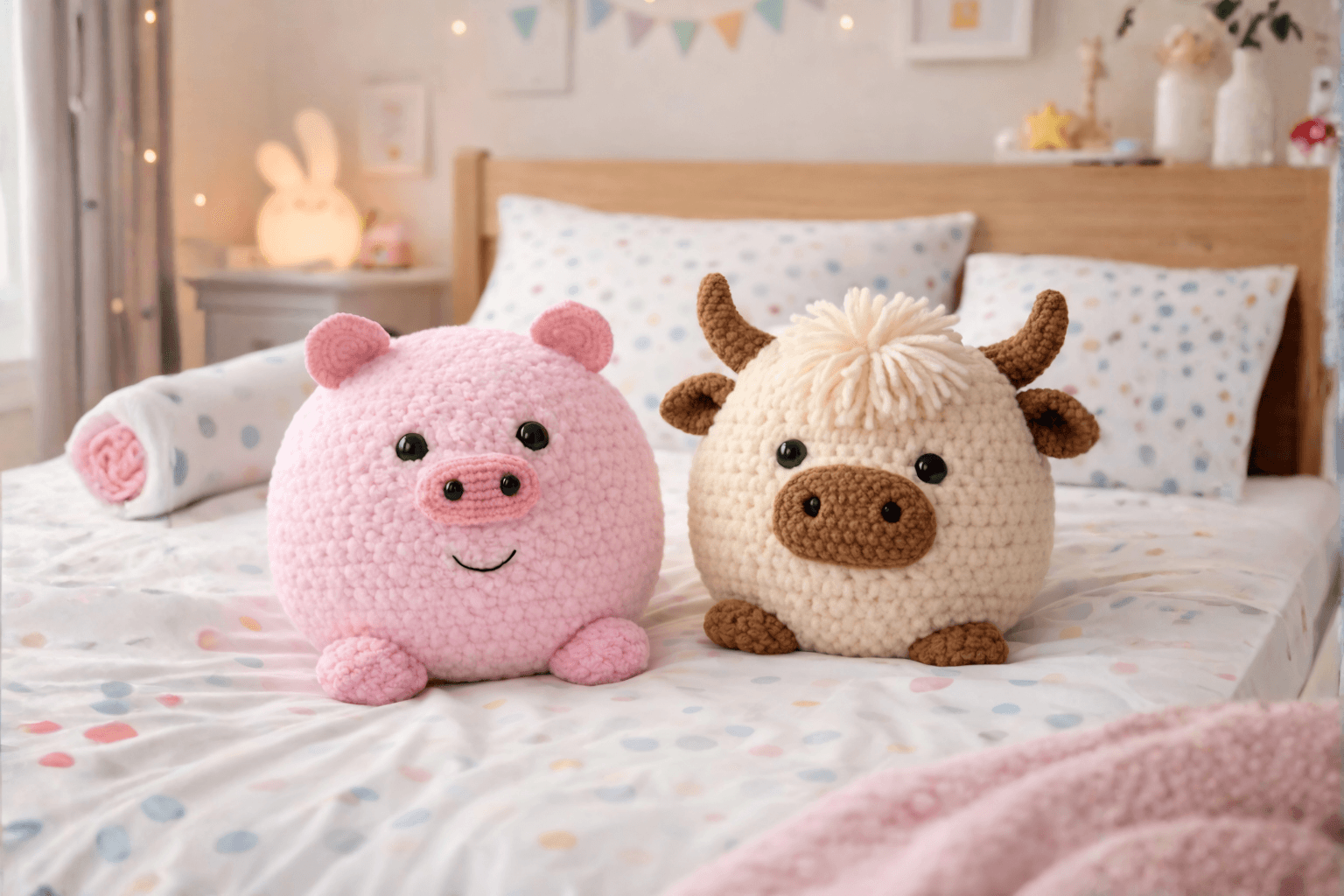 Cow & Pig Pillow Crochet Pattern Bundle
