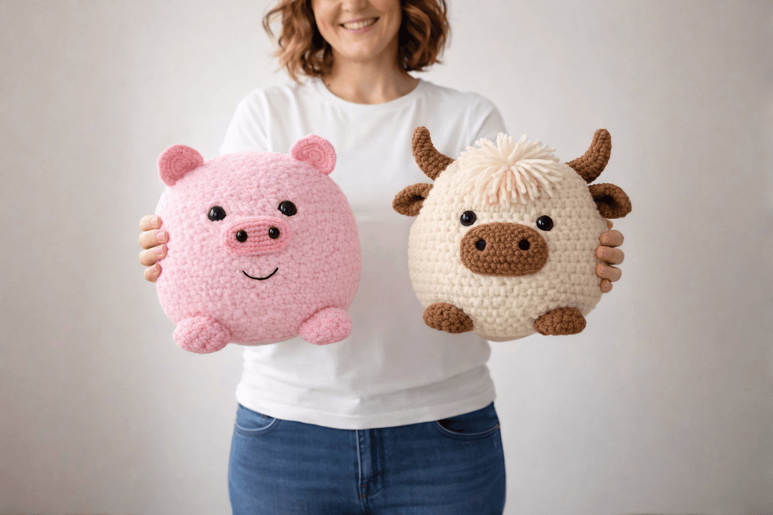 Cow & Pig Pillow Crochet Pattern Bundle