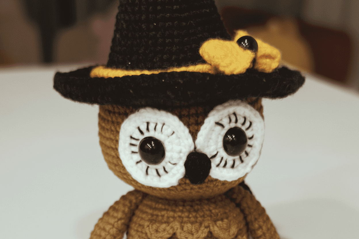 Cute Owl Crochet Pattern with Witch Hat