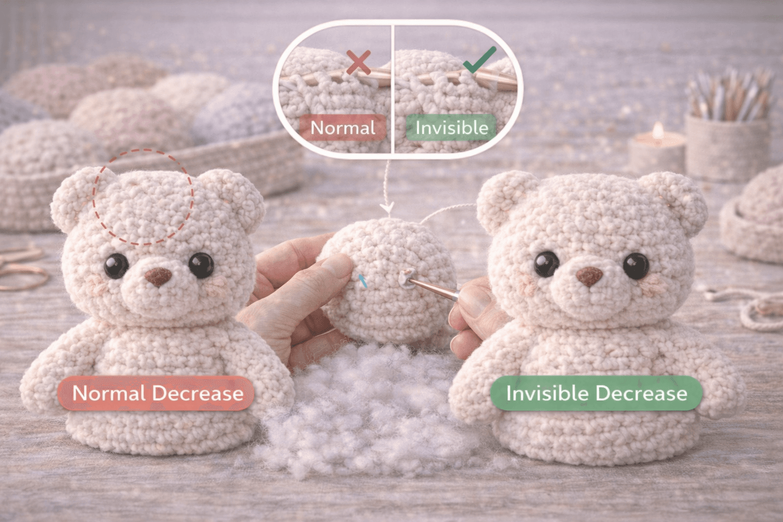 Onzichtbare Mindering Techniek: Het Geheim om je Amigurumi er Strakker en Professioneler uit te laten zien